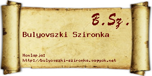 Bulyovszki Szironka névjegykártya